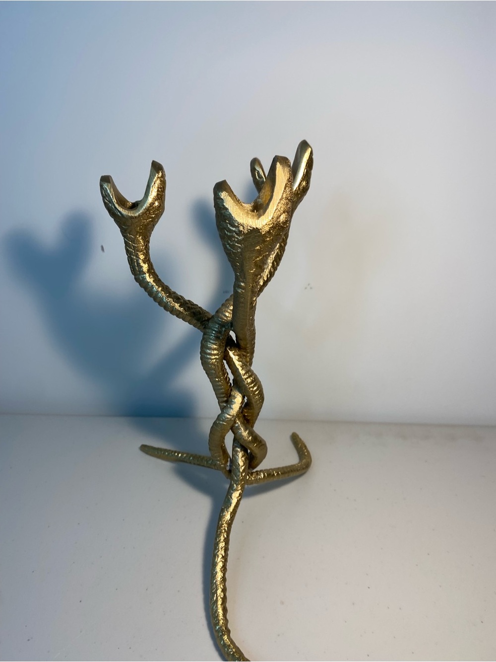 Halloween 2023 Gold Metal 3 Twisted Snake Candelabra